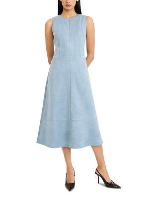 Faux Suede Sleeveless Midi Dress