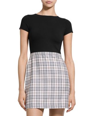 Short Sleeve A Line Wool Dress