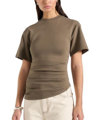Pauline Ruched Asymmetric Cotton T-shirt