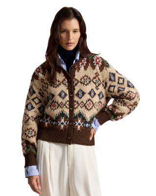 Geo Pattern Wool & Cashmere Cardigan
