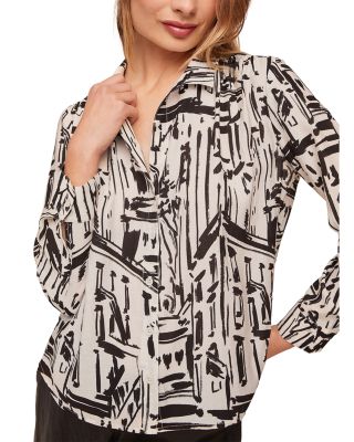 Printed Shirred Shoulder Shirt