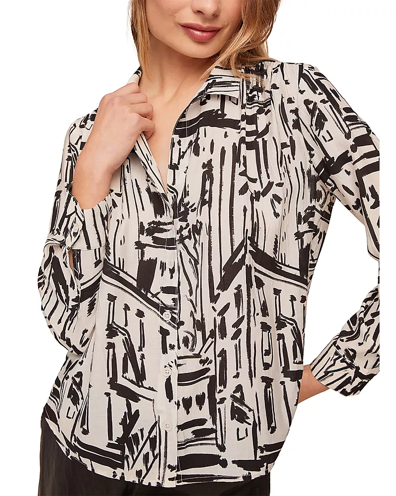 Bella Dahl Printed Shirred Shoulder Shirt