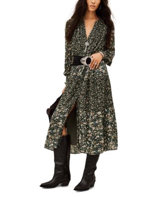 Kacy Split Neck Midi Dress