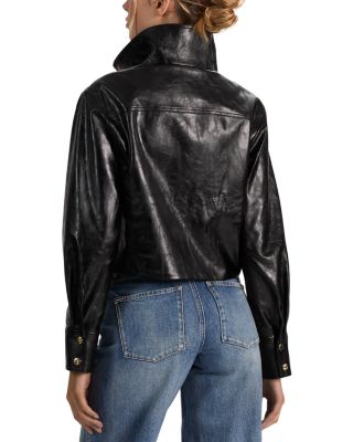 James Faux Leather Cropped Jacket - thumbnail 8