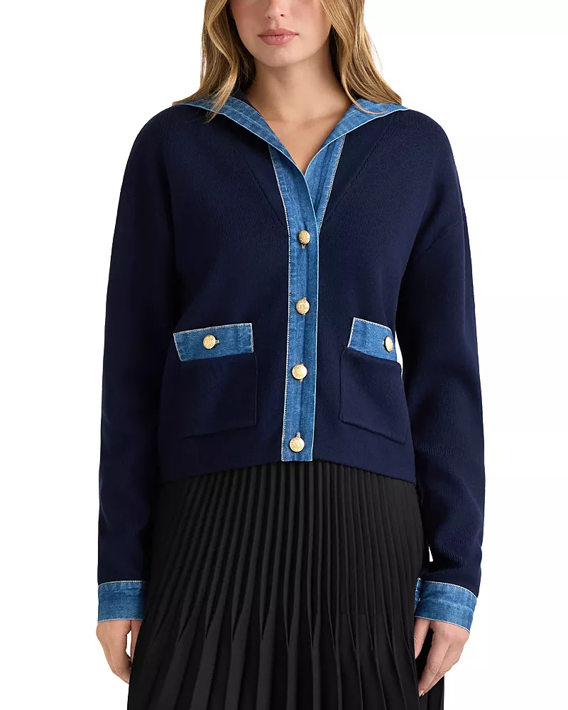 Nvlt Sailor Collar Denim Trim Cardigan