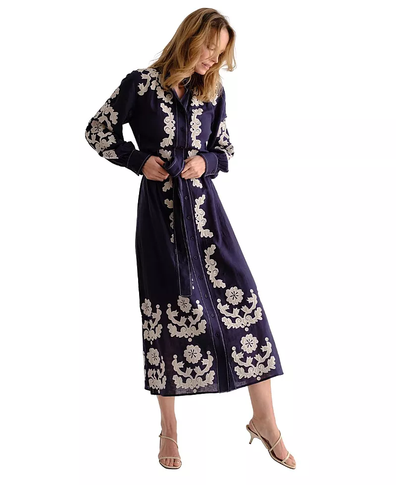 Cartolina Ophelia Linen Midi Dress