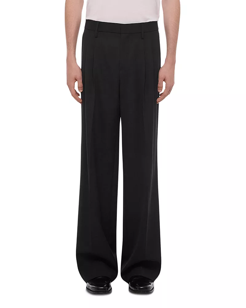 Helmut Lang Wool Double Pleated Straight Fit Trousers