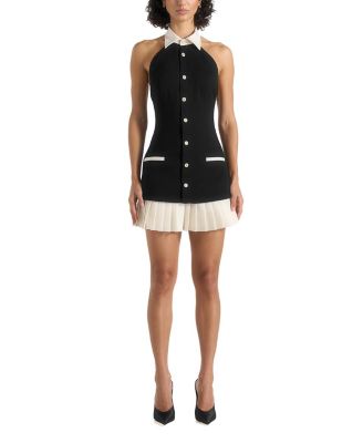 Jasmine Halterneck Pleated Mini Dress