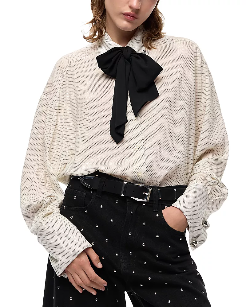 Pinko Colchico Scarf Neck Long Sleeve Blouse