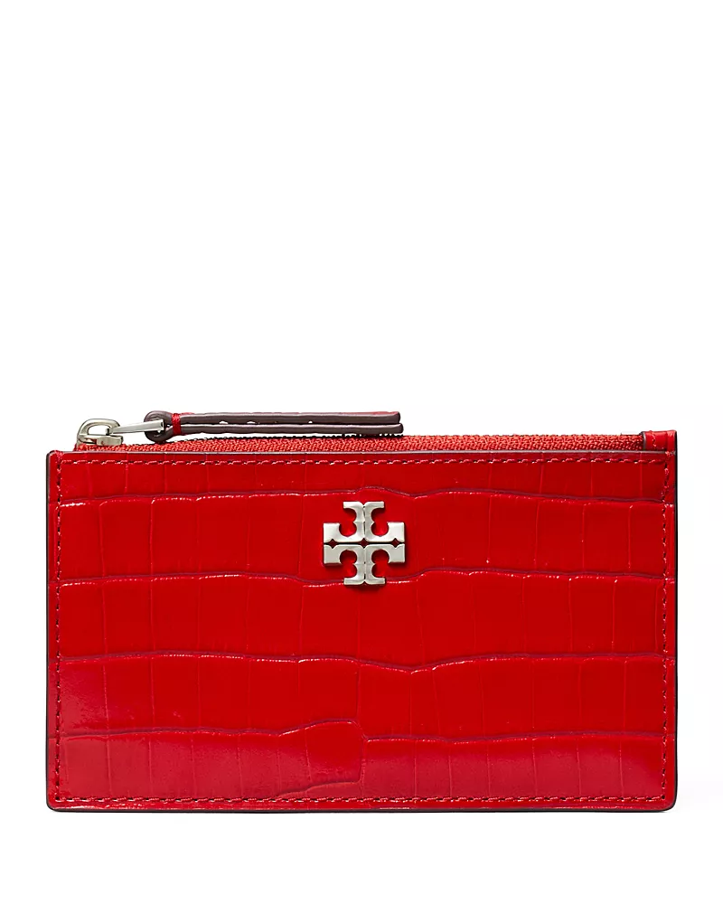 Tory Burch Kira Croc Embossed Leather Card Case