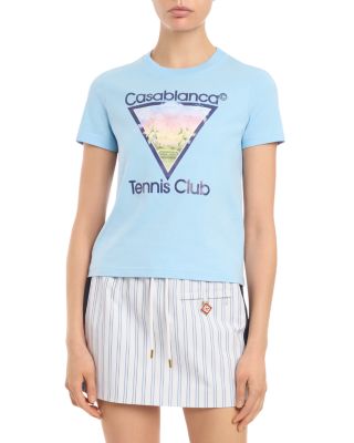 Casablanca Tennis Club Icon Printed Fitted Cotton Tee