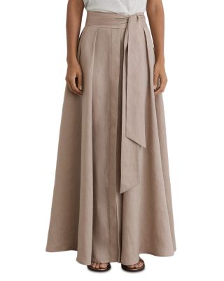 Reiss Jackie Linen Scarf Tie Waist Maxi Skirt