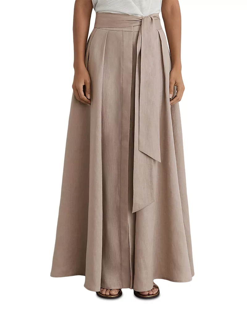 Reiss Jackie Linen Scarf Tie Waist Maxi Skirt