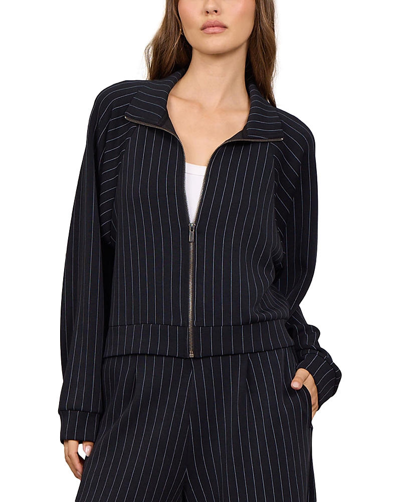 Vintage Havana Striped Raglan Sleeve Zip Front Sweatshirt
