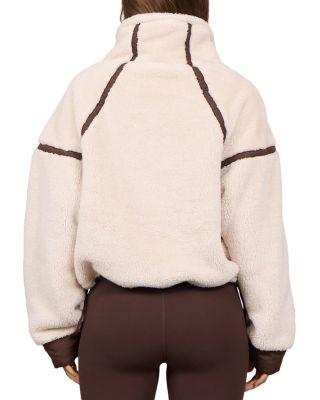 Contrast Binding Sherpa Quarter Zip Jacket - thumbnail 3
