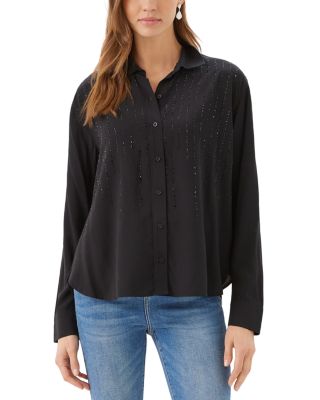 Karen Kane Embellished Gemstone Button Front Shirt