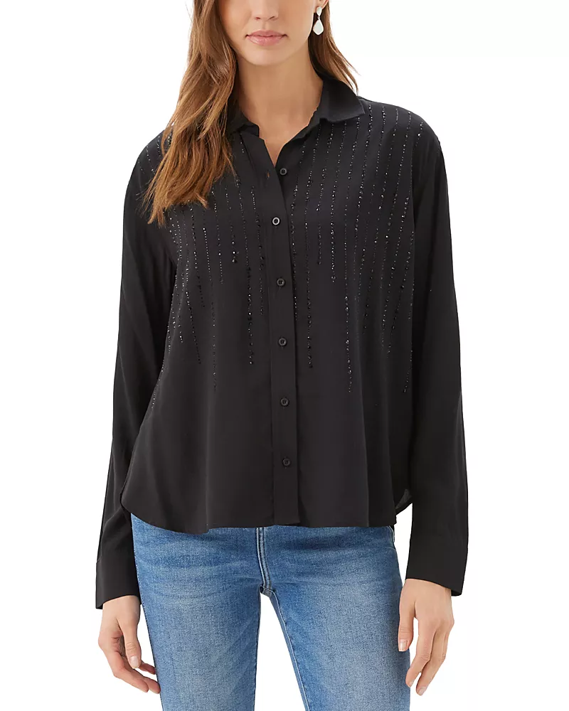 Karen Kane Embellished Gemstone Button Front Shirt