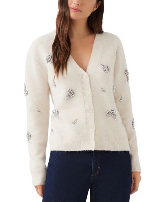 Embellished Rhinestone Cardigan Sweater 