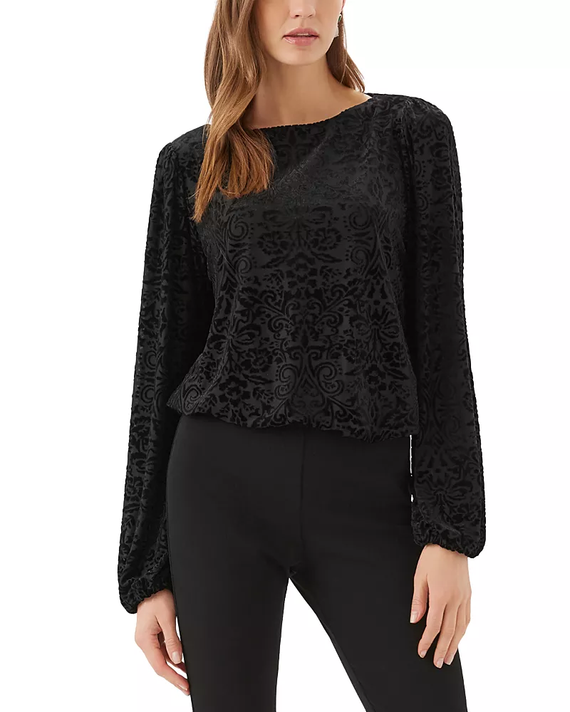 Karen Kane Velvet Burnout Boat Neck Top