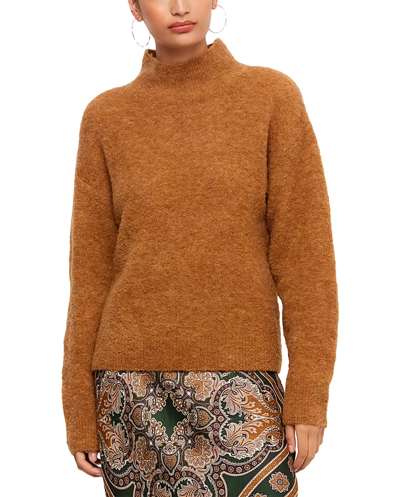 Karen Kane Mock Neck Boucle Knit Sweater