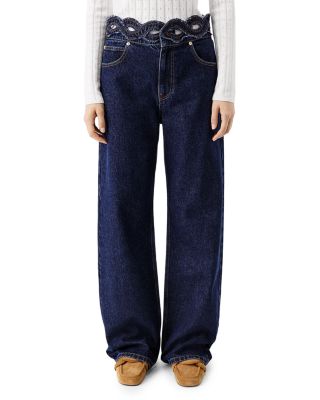 Mid Rise Straight Raw Jeans in Blue