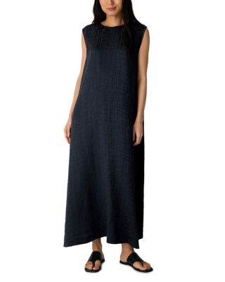 Silk Jacquard Round Neck Maxi Dress