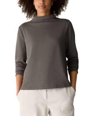 Brushed Terry Funnel Neck Top