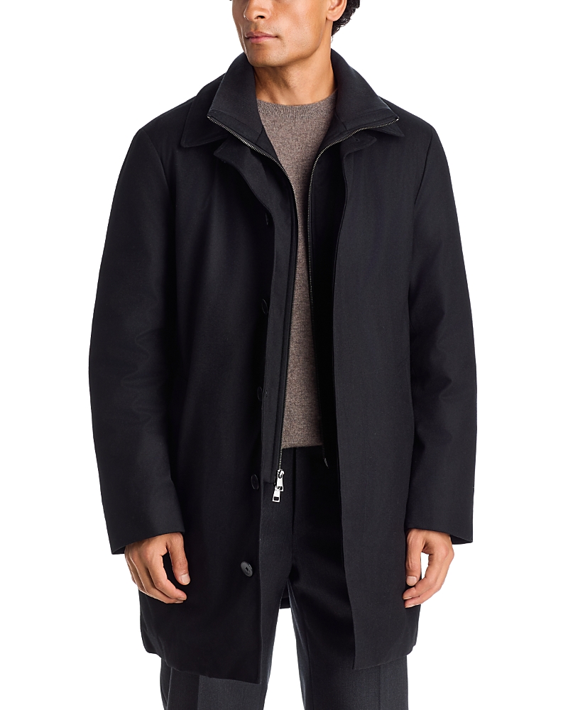 Vince Wool Blend Flannel Down Car Coat & Removable Bib