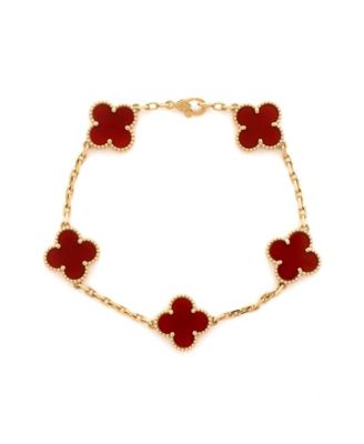  Vintage Alhambra 5 Motifs Bracelet 18K Gold and Carnelian