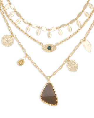 Cleo Stone Layered Charm Necklace, 20.25-22.25"