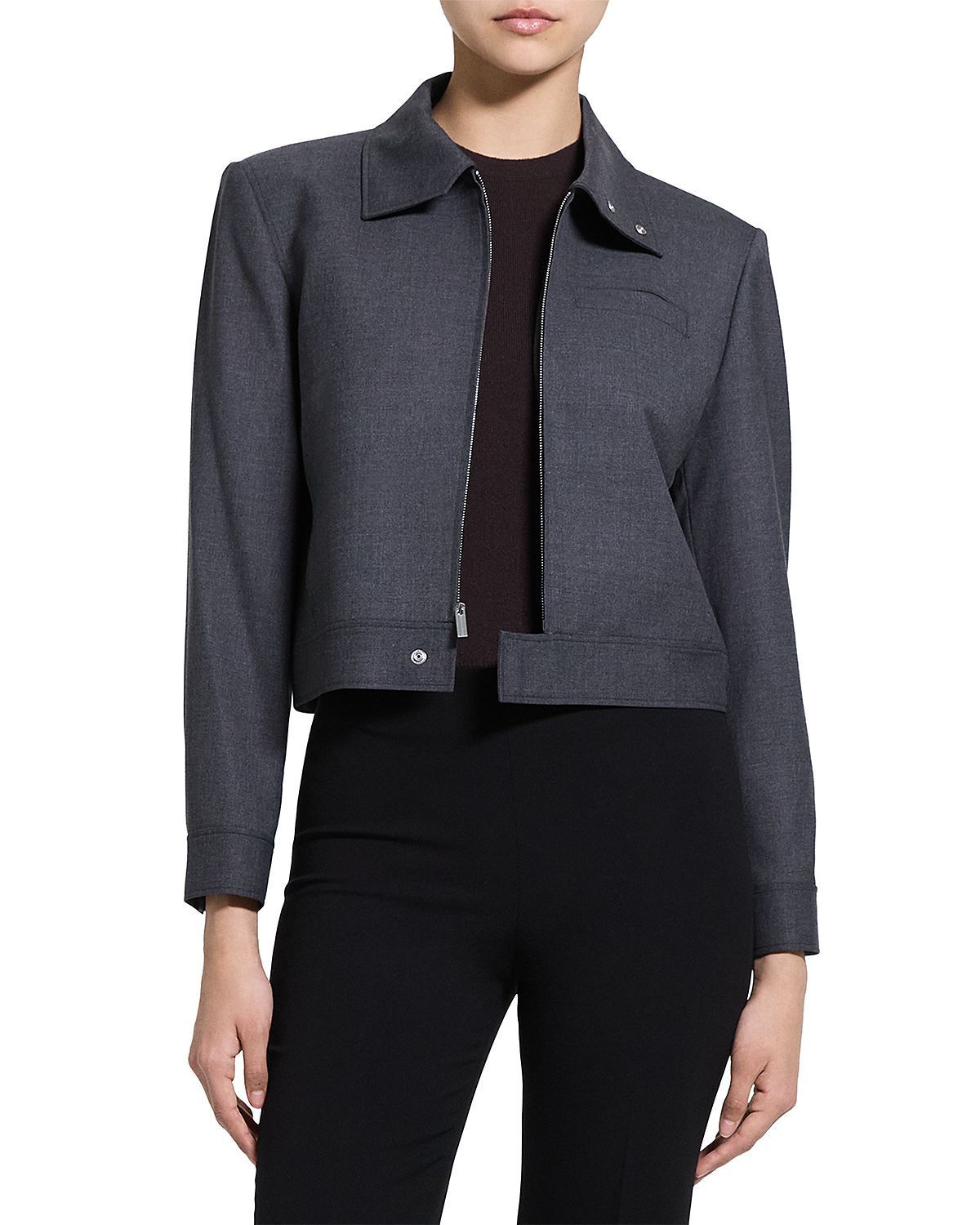 Theory Harrington Cropped Zip Jacket
