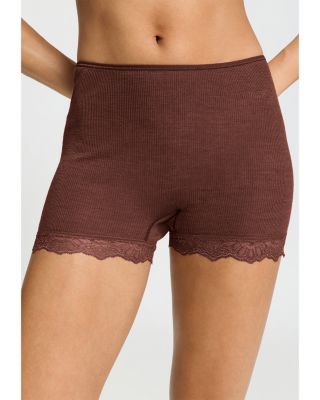 Merino Wool & Silk Lace Trim Pajama Shorts