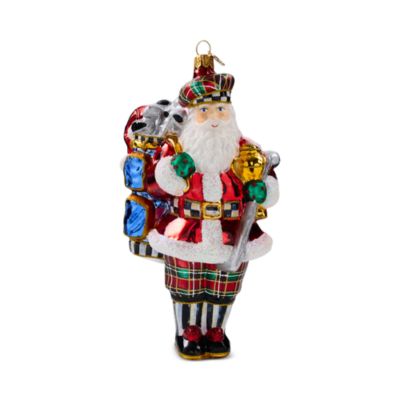 Golfing Santa Glass Ornament