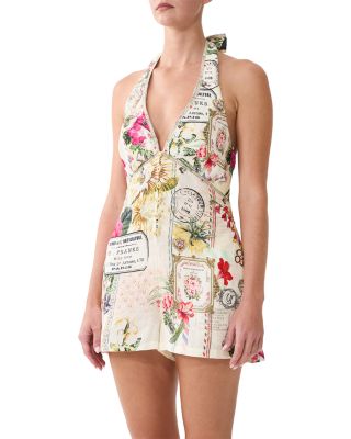 Linen Halter Button Front Romper