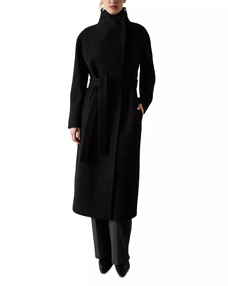 Whistles Morgan Wool Funnel Wrap Coat