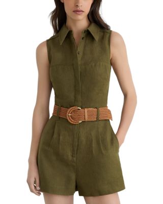 Taylor Linen Woven Belt Sleeveless Romper