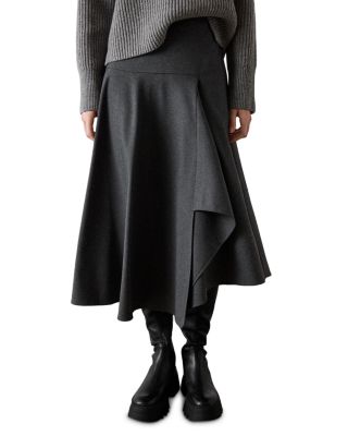 Draped Asymmetric Midi Skirt