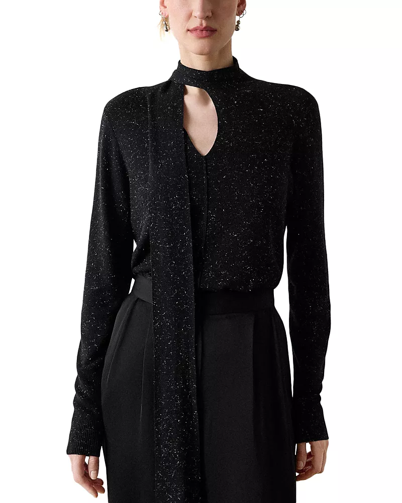 Whistles Annie Sparkle Tie Neck Top