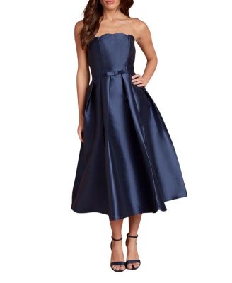 Scalloped Strapless Midi Dress