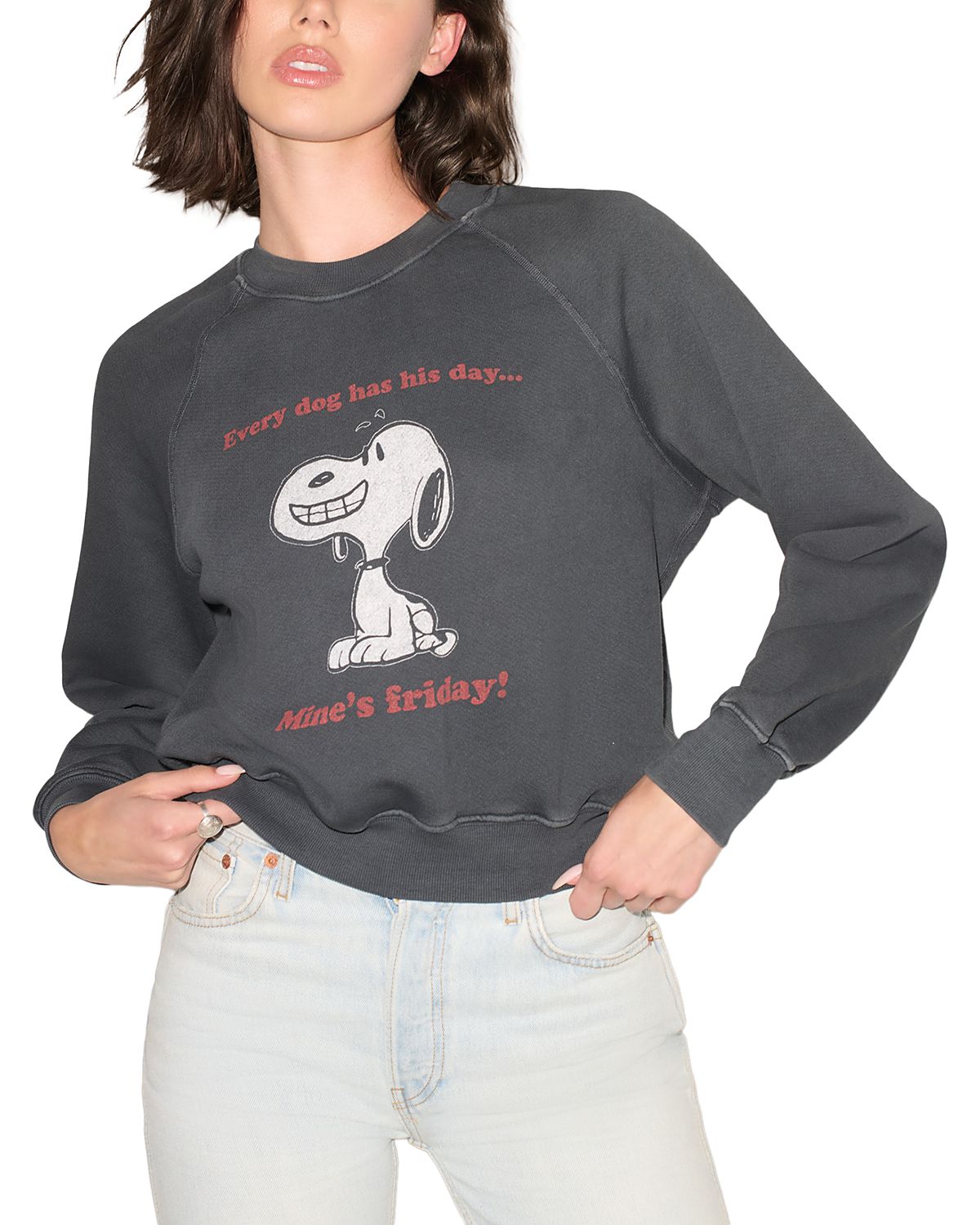 Re/Done Cotton Snoopy Graphic Classic Sweatshirt