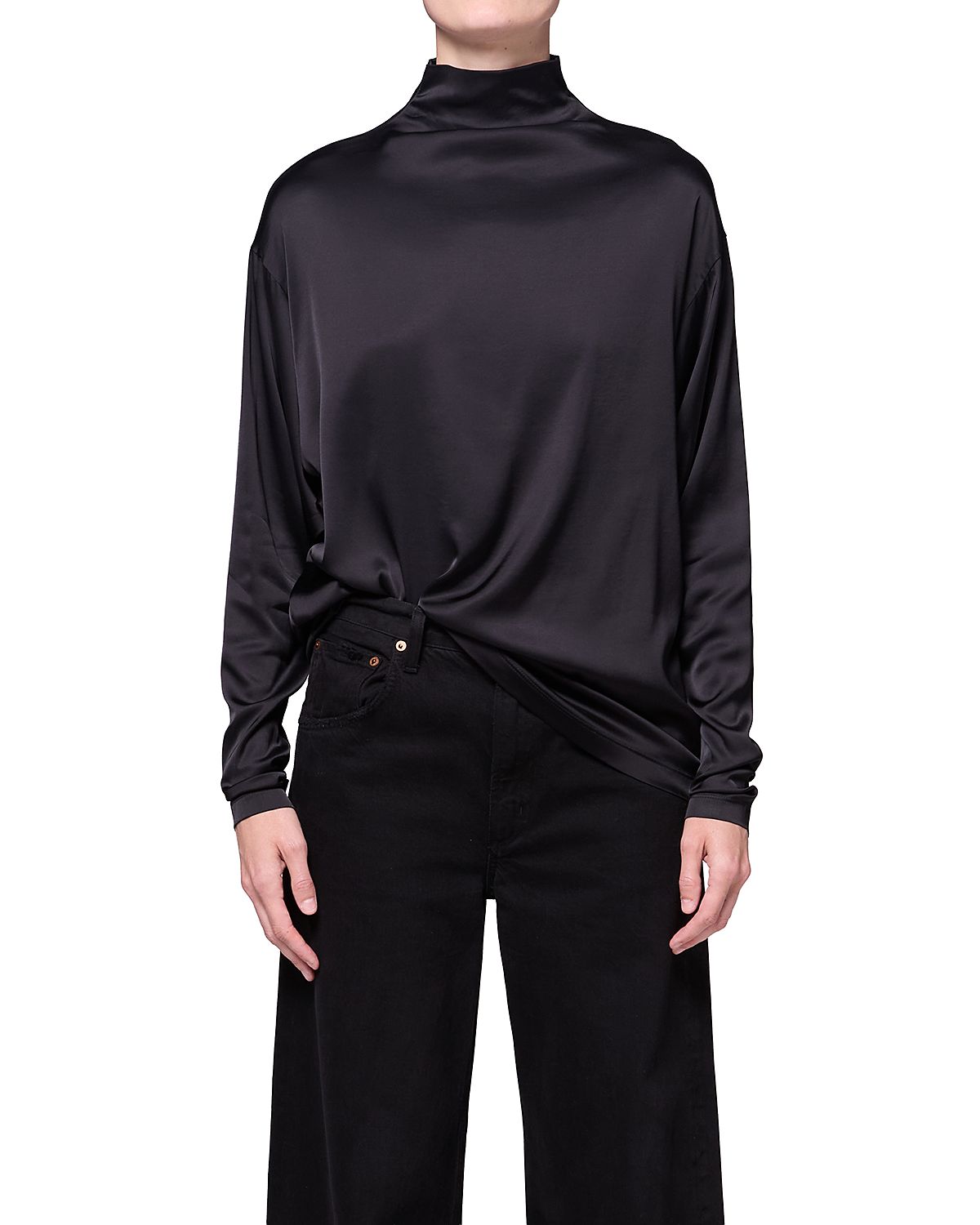 Agolde Bryony Satin Funnel Neck Top