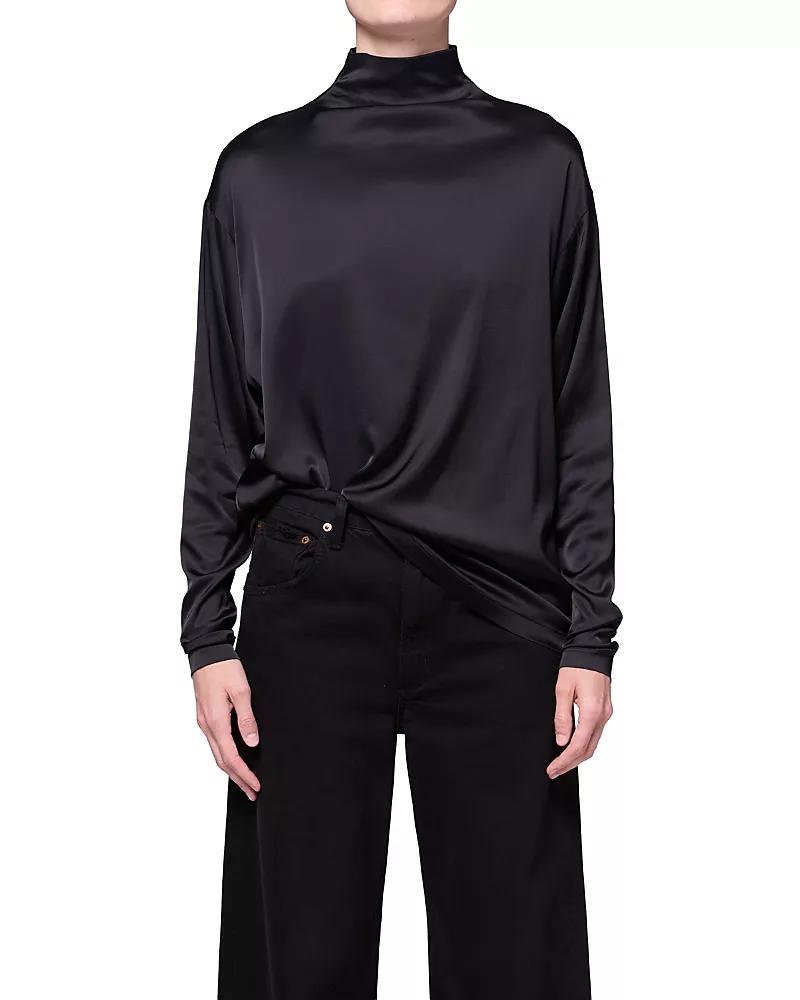 Agolde Bryony Satin Funnel Neck Top