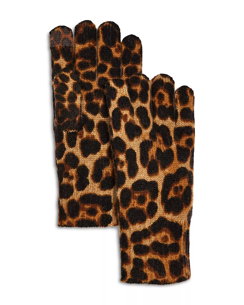 Amicale Cashmere Animal Print Tech Gloves Exclusive