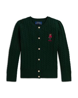 Girls' Polo Bear Mini Cable Cotton Cardigan - Little Kid