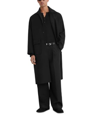 Clyde Wool Blend Zip Through Twill Overcoat
