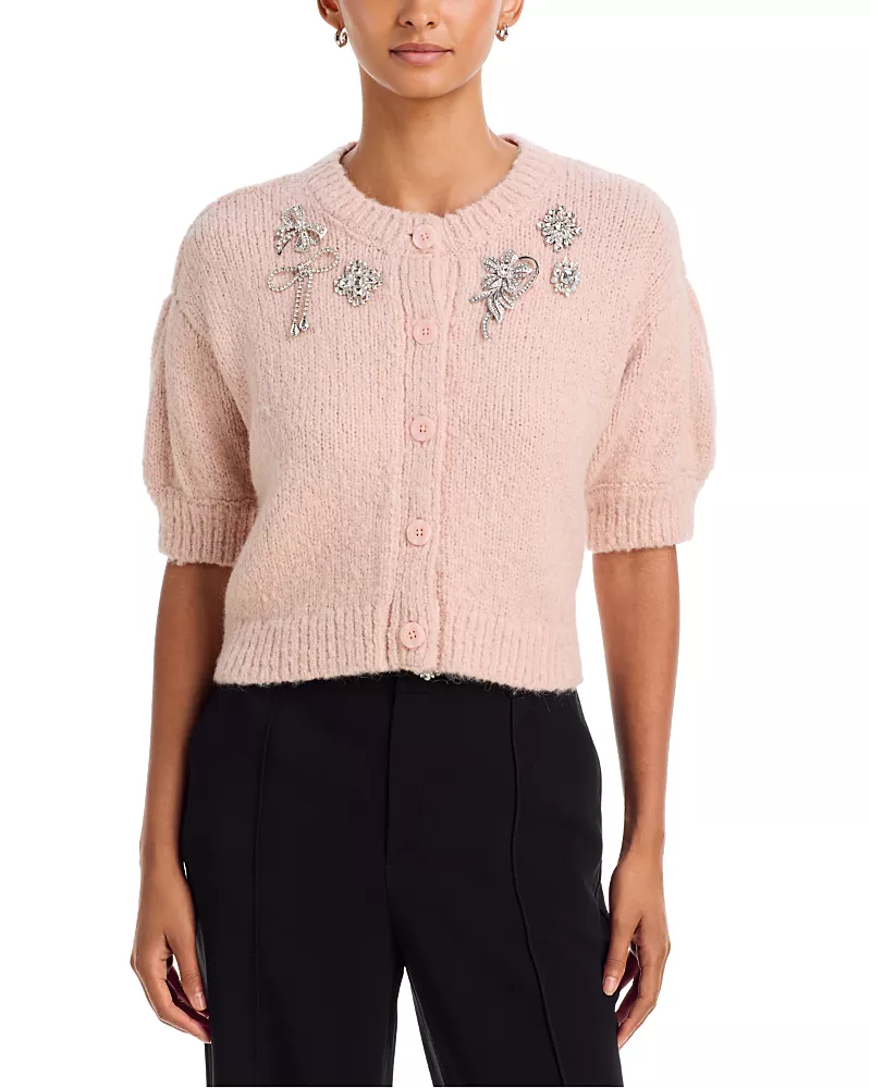 Cinq a Sept Millicent Crystal Brooch Cardigan