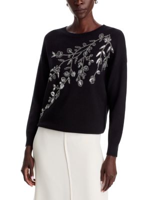 Floral Embellished Crewneck Sweater