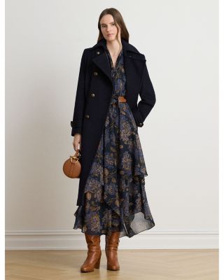 Petite Floral Crinkle Georgette Tie Neck Maxi Dress