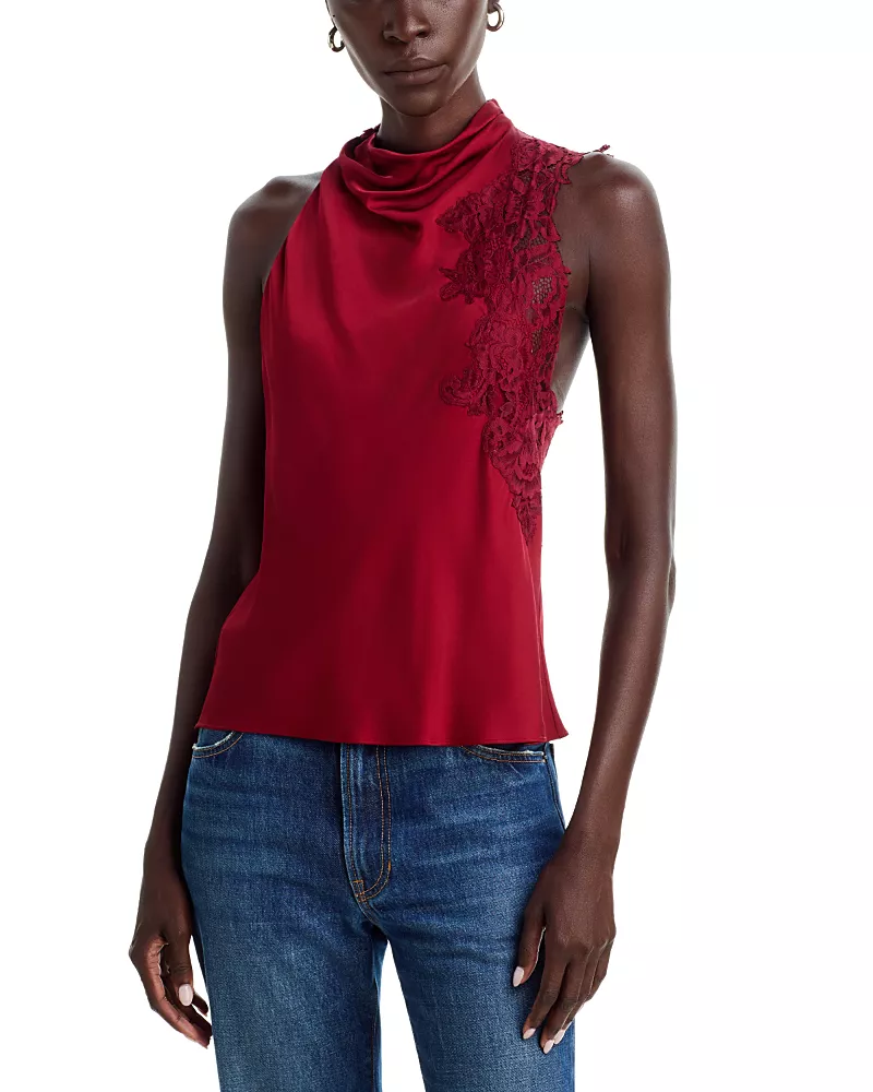 A. l.c. Rose Lace Trim Top