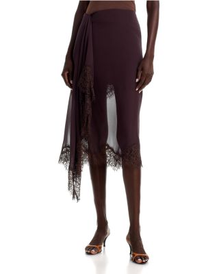 Anais Silk Lace Trim Asymmetric Skirt